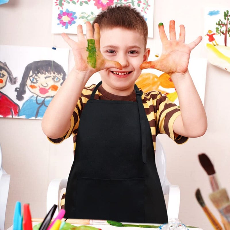 SINLAND Kids Apron with Pocket 2 Pack Adjustable Children Chef Apron for Cooking Baking Painting (M: 6-12 Years)â€¦ - Image 3